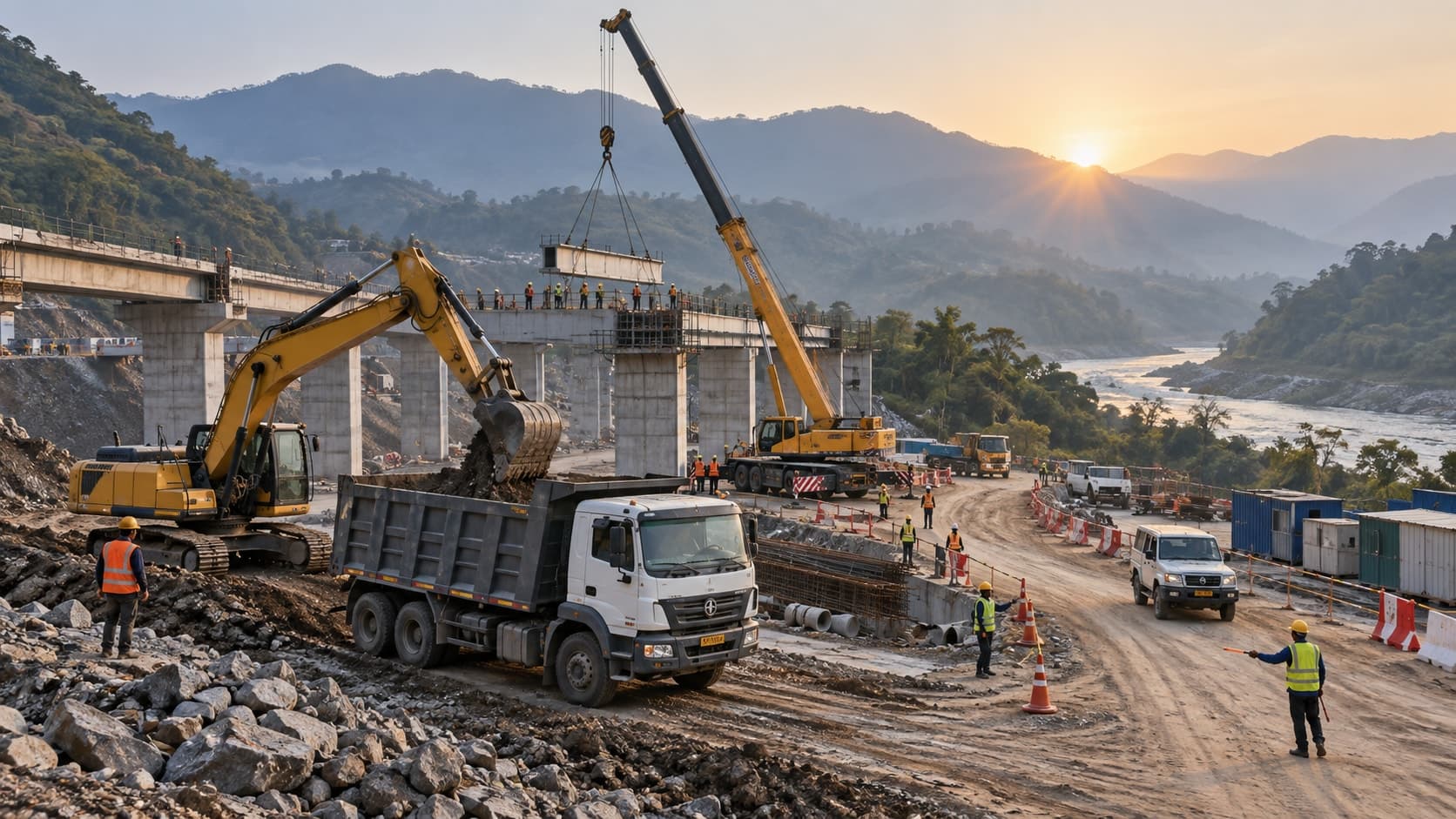 Coordinated equipment movement across an active infrastructure project